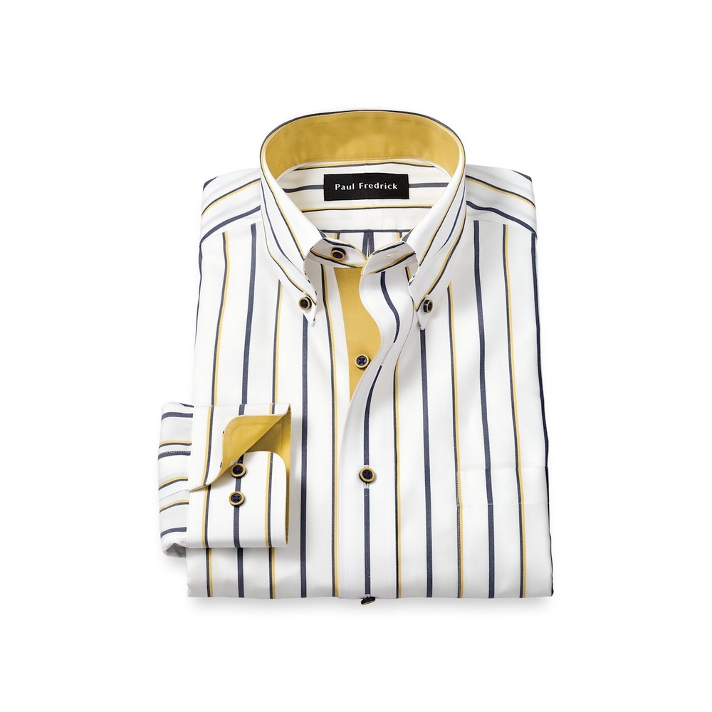 Comfort Stretch Non-Iron Stripe Dress Shirt With Contrast Trim Dress Shirt 19/37